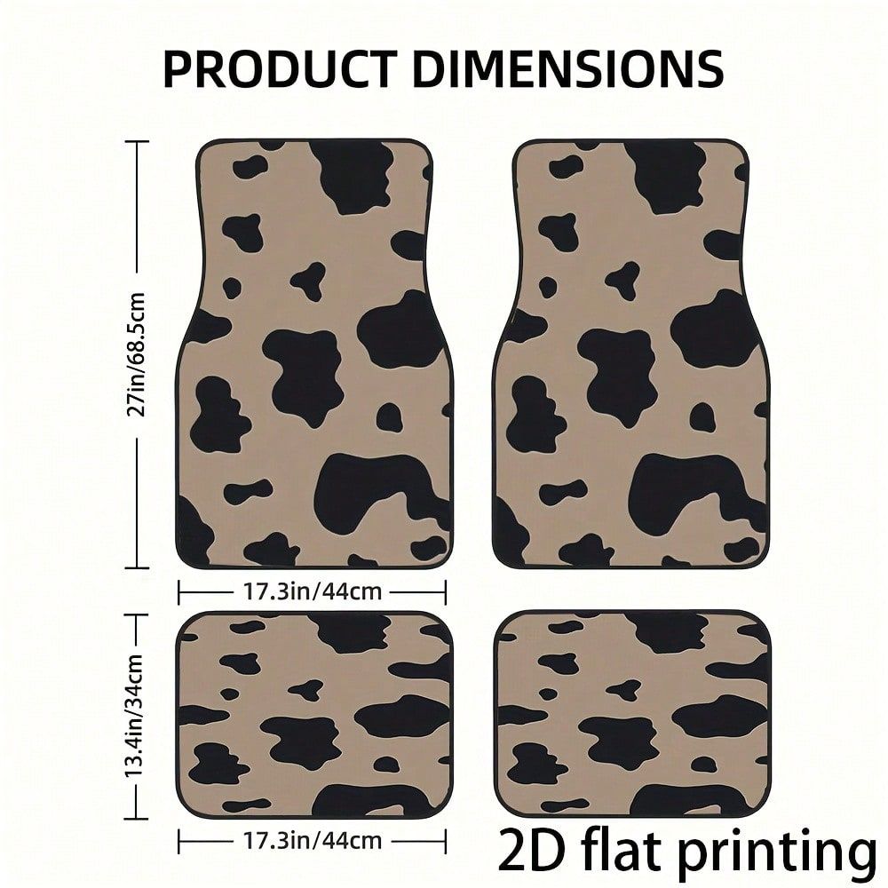 Cow Mat Rubber - 4pcs Car Floor Mats, Cow Spot