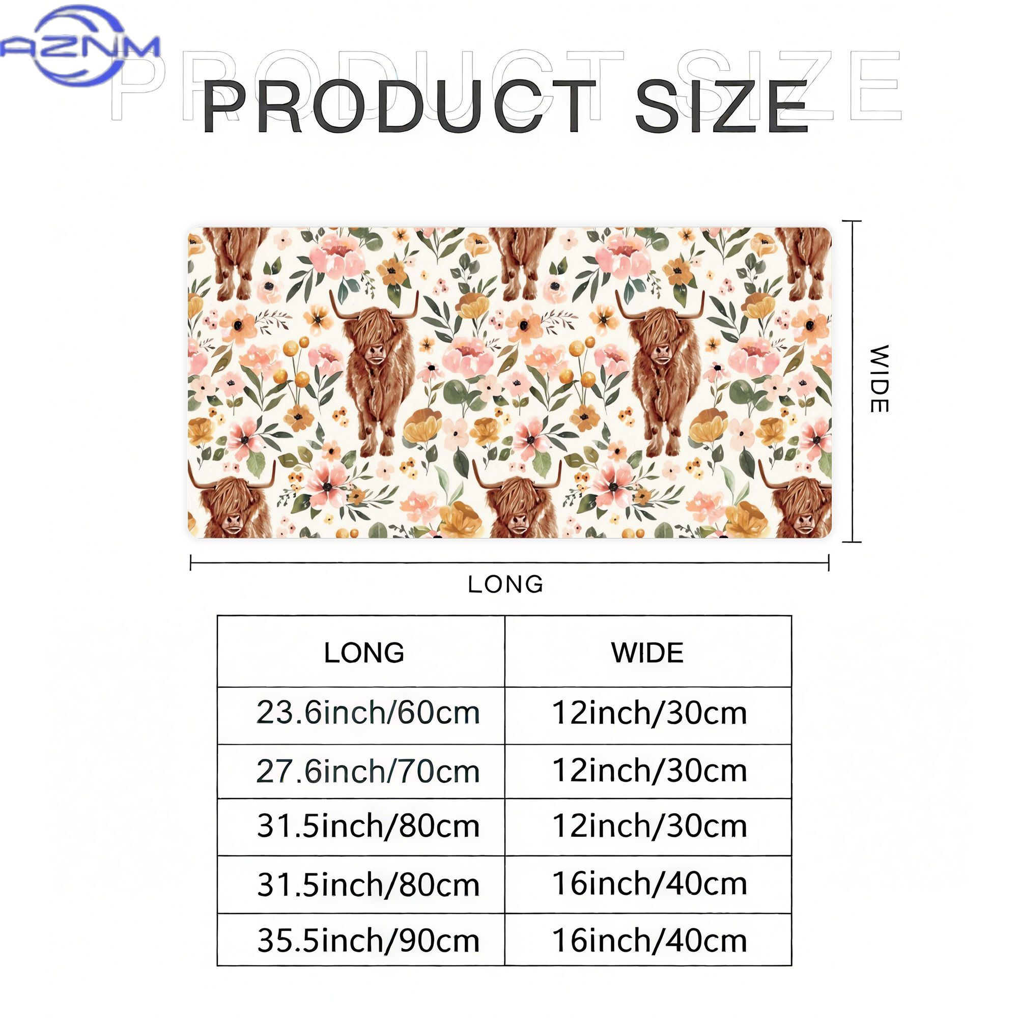 Highland Cow Boho Floral Aesth - огляд і ціна Cow Mat Rubber